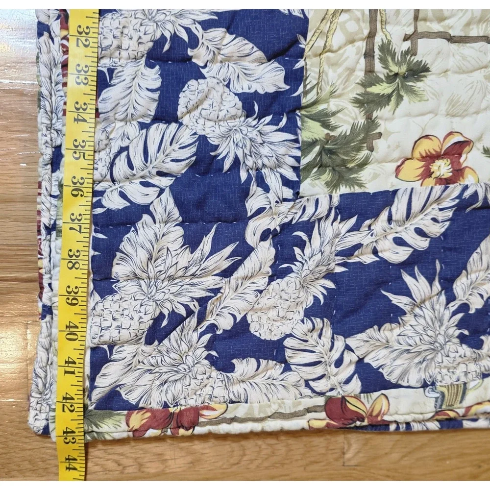 Dean Miller Queen Surf Hawaii Floral Reversible Quilt Comforter Woodies Coastal